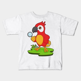 Parrot Detective Magnifying glass Kids T-Shirt